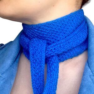 Sophie Scarf Blue Cashmere Neck Warmer Hand Knit Women Neckerchief Gift for Her